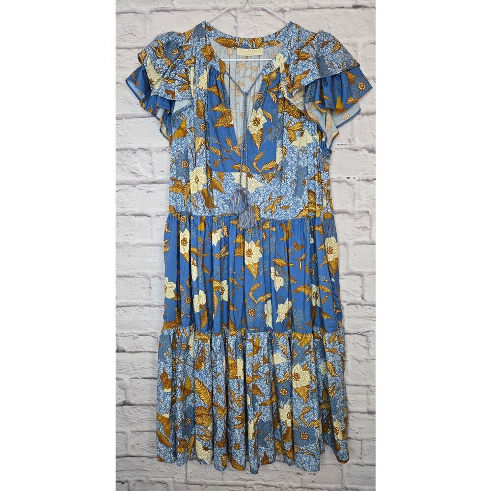 Ulla Johnson Gail Ruffled Patchwork Fall Floral P… - image 2